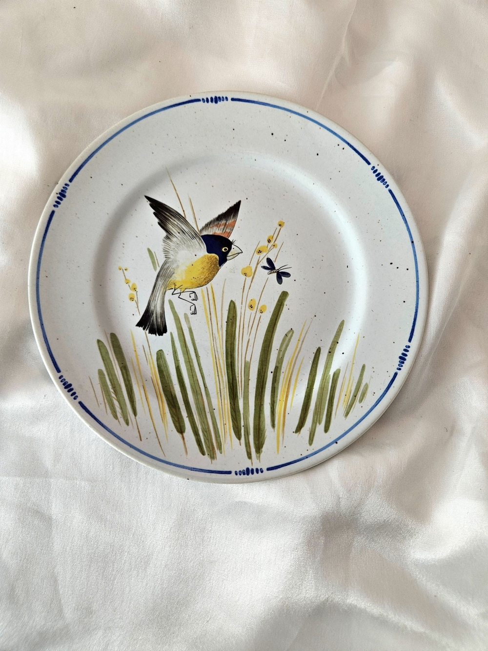 Fitz and Floyd Hand-Painted Bird Plate with Yellow and Blue,